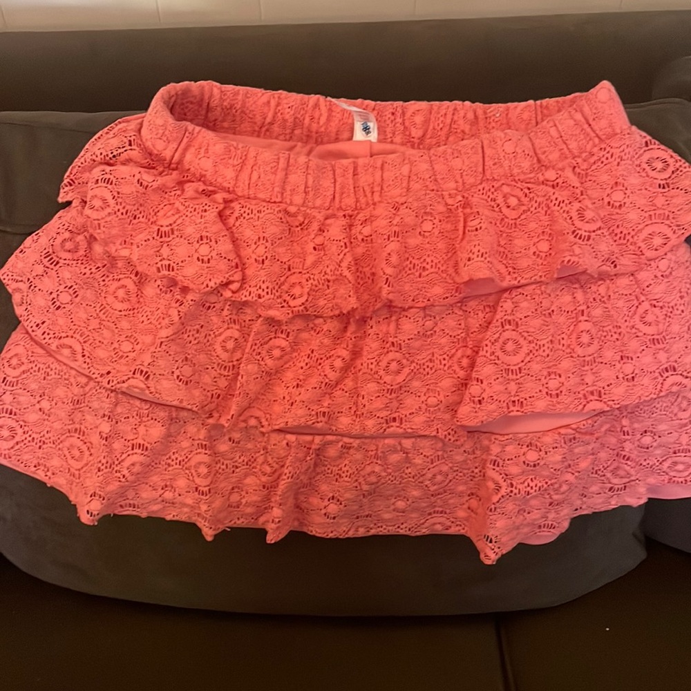 Juniors mini skirt coral color